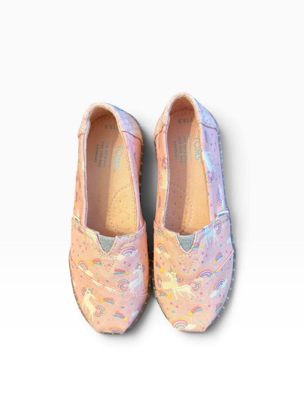 TOMS Alpargata Almond Blossom Unicorn Print Youth 13.5 NWT